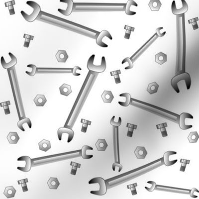 Wrenches Nuts Bolts White Background