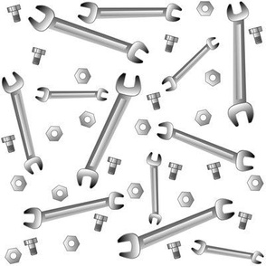 Wrenches Nuts Bolts White Background