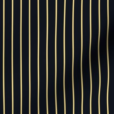 Mellow Yellow Pin Stripe Pattern in Vertical on Midnight Black