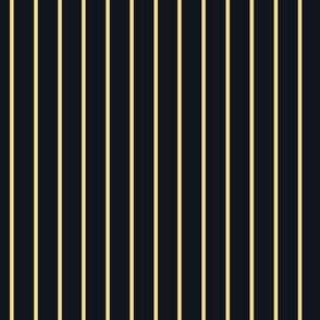 Mellow Yellow Pin Stripe Pattern in Vertical on Midnight Black