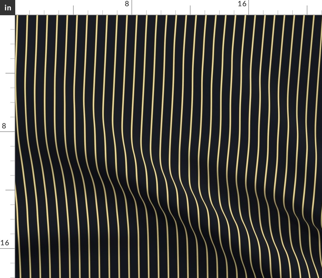 Mellow Yellow Pin Stripe Pattern in Vertical on Midnight Black