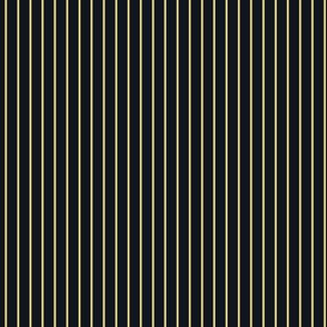 Small Mellow Yellow Pin Stripe Pattern in Horizontal on Midnight Black