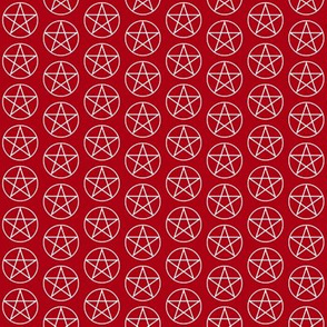 One Inch White Pentacles on Dark Red