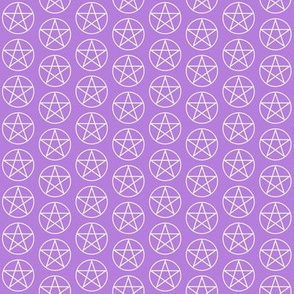 One Inch White Pentacles on Lavender Purple