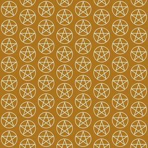 One Inch White Pentacles on Matte Antique Gold
