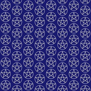 One Inch White Pentacles on Midnight Blue