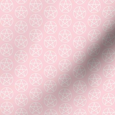 One Inch White Pentacles on Millennial Pink