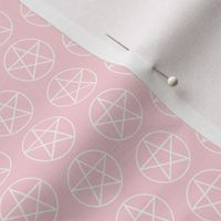 One Inch White Pentacles on Millennial Pink