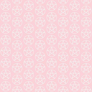 One Inch White Pentacles on Millennial Pink