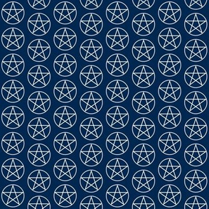 One Inch White Pentacles on Navy Blue