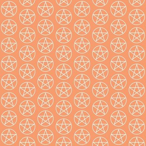 One Inch White Pentacles on Peach Orange