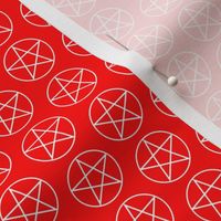 One Inch White Pentacles on Red