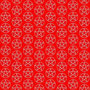 One Inch White Pentacles on Red