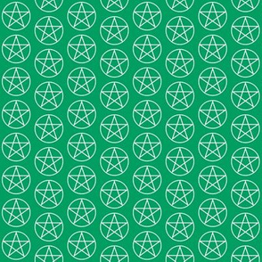 One Inch White Pentacles on Shamrock Green