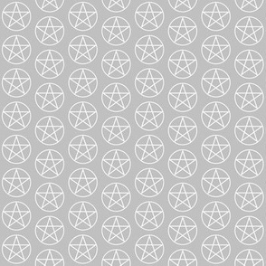 One Inch White Pentacles on Matte Silver