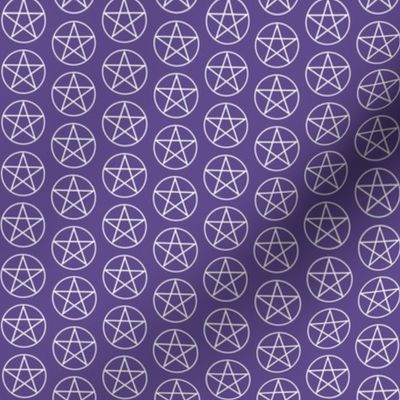 One Inch White Pentacles on Ultra Violet Purple