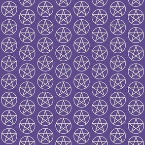 One Inch White Pentacles on Ultra Violet Purple