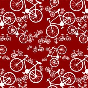 White Bicycles Red Background