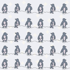 Penguins Continous Line Pattern