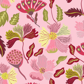 Indian florals - pink - large