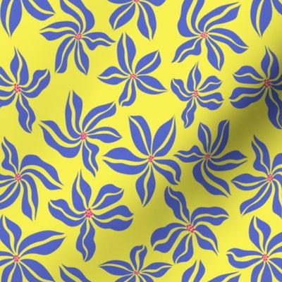Indian fire flower - blue on yellow - small