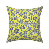 Indian fire flower - blue on yellow - small