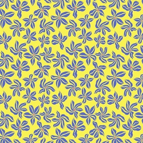 Indian fire flower - blue on yellow - small