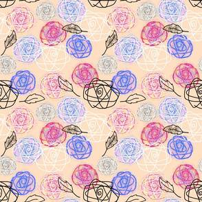 Atomic Roses - abstract on blush beige, medium 