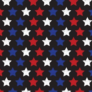Blue Red White Stars On Black - Small
