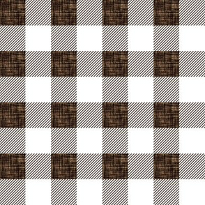 1" dark brown linen buffalo check