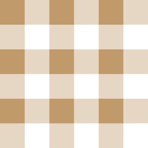 Four Inch Camel Brown and White Gingham Check