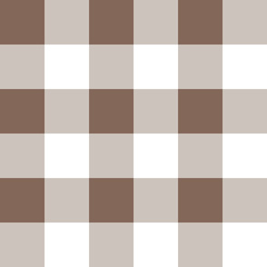 Four Inch Taupe Brown and White Gingham Check