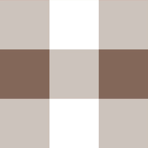 Six Inch Taupe Brown and White Gingham Check