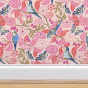 budgies and butterflies/pink coral