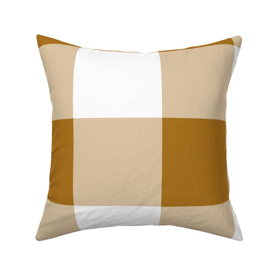 Six Inch Matte Antique Gold and White Gingham Check