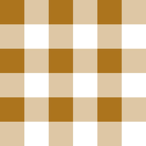 Four Inch Matte Antique Gold and White Gingham Check