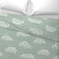 Clouds Large, on mint pastel color or soft jade sky with stars