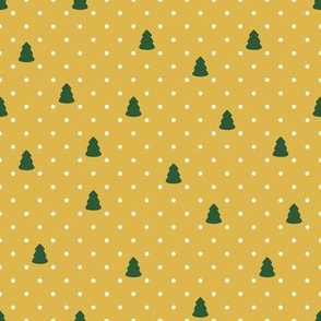 Christmas Trees with Polka Dots on Gold