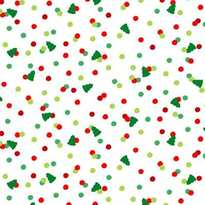 Trees with Red & Green Christmas Confetti on White