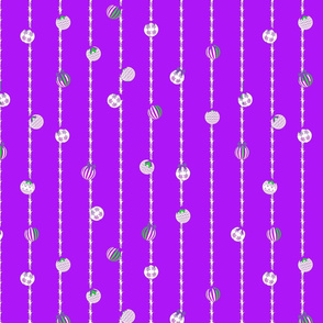 Colorful Christmas Bells on Festive Tinsel Streamers Purple