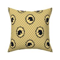 Unicorn Cameo Portrait Pattern in Midnight Black on Mellow Yellow