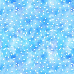 Snow White Confetti on Blue Watercolor