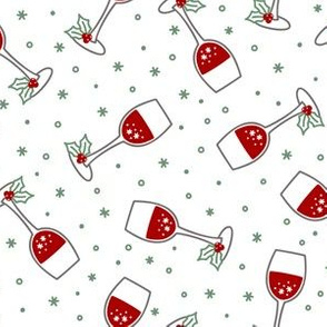 Christmas Wine Glasses on White