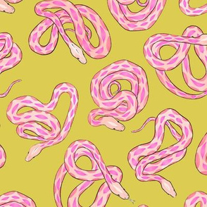Pink Snakes on Yellow - Small