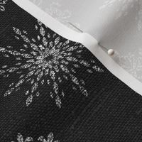Silver Glitter Snowflakes on Dark Grey Linen - medium scale