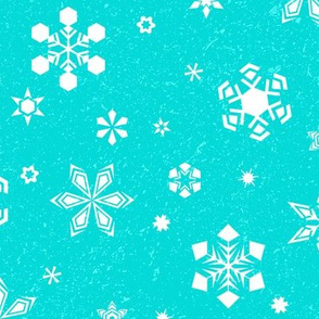 Snowflakes on Bright Blue (Large Scale)
