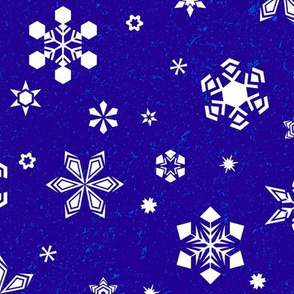 Snowflakes on Bold Blue (Large Scale)