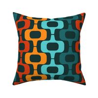 1970s Mid Century Motif in Teal and Orange medium scale