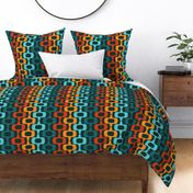 1970s Mid Century Motif in Teal and Orange medium scale