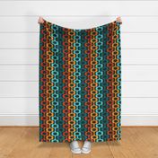 1970s Mid Century Motif in Teal and Orange medium scale